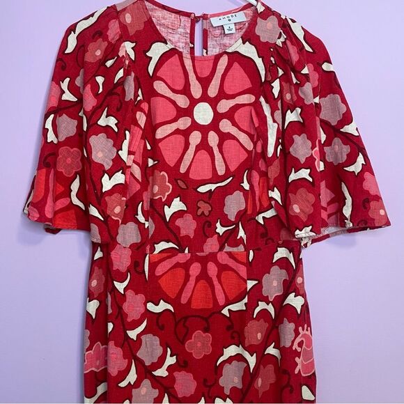 Rhode x Target Midi Dress Red Zinnia Print Boho Bell Sleeve Ruffle Casual Size 8 - Picture 12 of 12